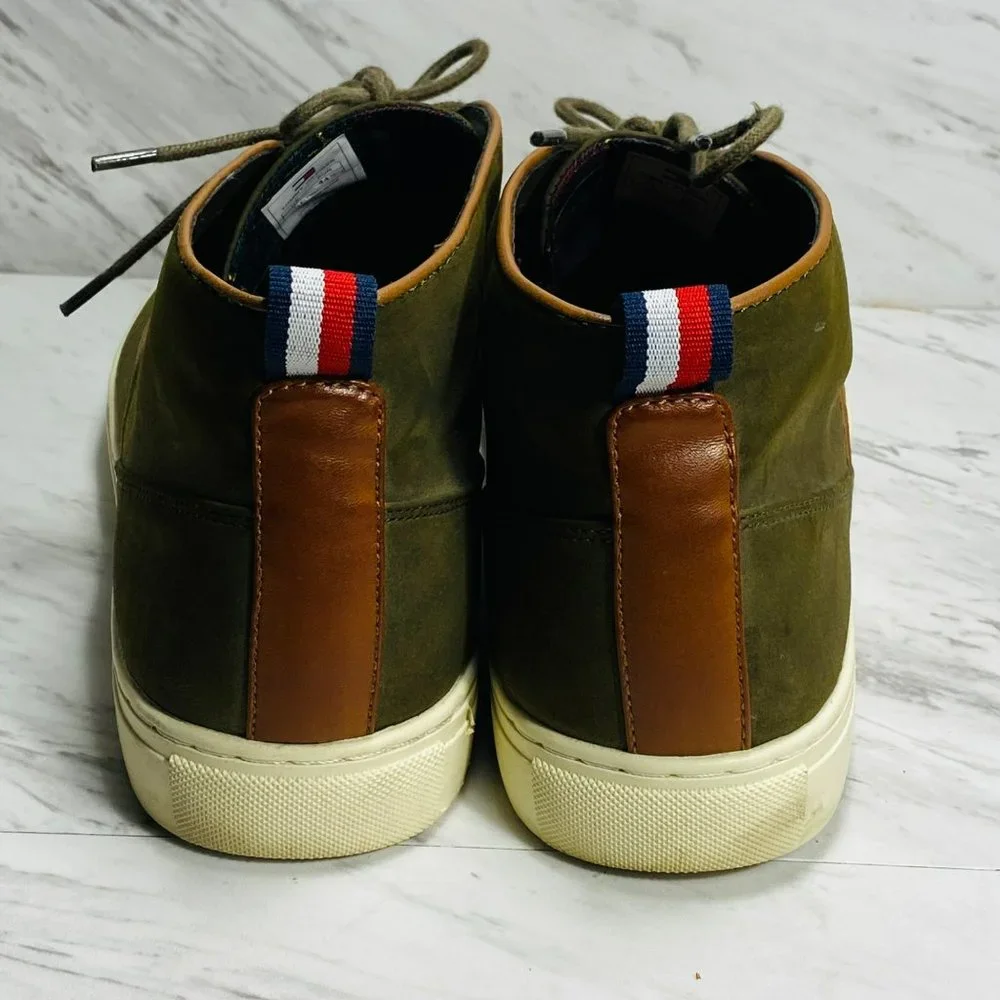 Tommy Hilfiger military green suede high top shoes, size 11